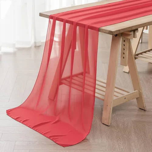 Miniatura 20 de Paquete de 6 caminos de mesa de gasa de 9 pies de 14 x 108 pulgadas, camino de mesa romántico transparente para boda, fiesta de cumpleaños
