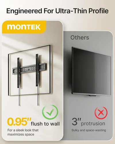 Miniatura 2 de monTEK Soporte de pared fijo ultra delgado para televisores planos y curvos de 43 a 95 pulgadas, perfil súper bajo de 0.95 pulgadas de pared