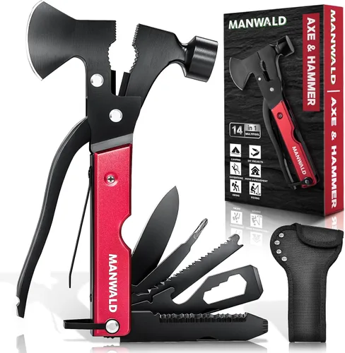 Hacha Multiherramienta 15 en 1, Rellenos de Calcetín Navideño para Hombres Adultos, Accesorios de Campamento Equipo de Supervivencia, Herramienta
