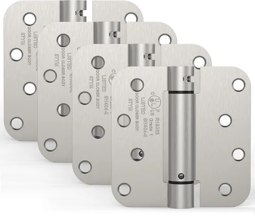 Miniatura 11 de Paquete de 1 bisagra de puerta de cierre automático, bisagra de puerta con resorte de 3.5 pulgadas, tensión ajustable con esquinas de radio de 5/8