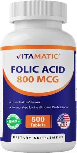 Vitamatic Ácido fólico 800 mcg - 500 Tabletas Vegetarianas - Vitamina B9