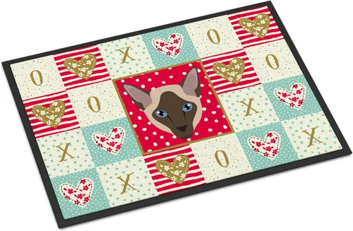 Caroline's Treasures CK5162MAT - Tapete moderno siamés con diseño de gato de 18 x 27 pulgadas, tapete rojo para puerta delantera, para interiores y