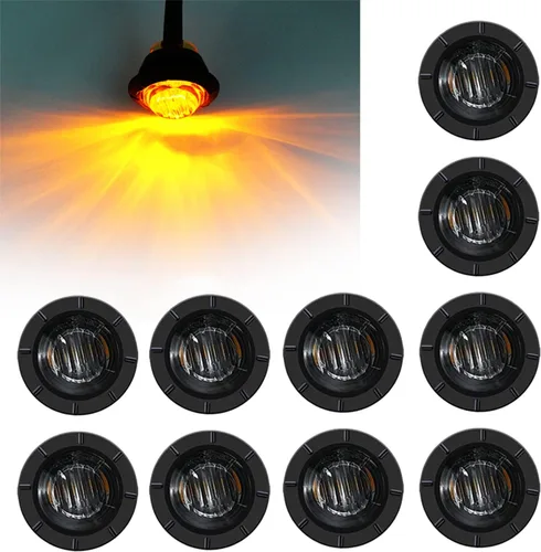 Miniatura 7 de FXC - 10 luces LED redondas de 1,9 cm - frontales y traseras, luz intermitente lateral, intermitentes para camión, coche, autobús, remolque, Púrpura