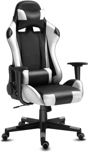 Miniatura 23 de Silla de gamer con reposacabezas y apoyo lumbar, silla giratoria y reclinable de oficina de altura ajustable y respaldo alto