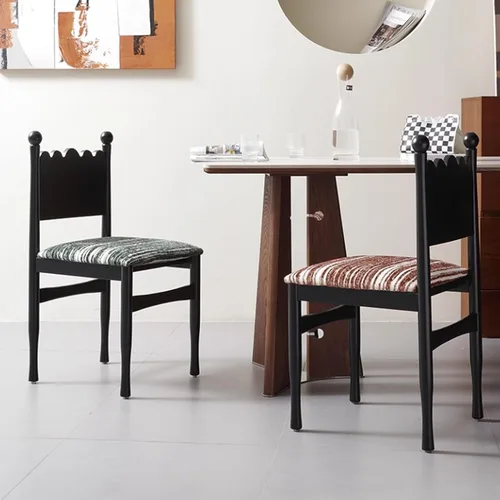Miniatura 3 de Silla de comedor de madera maciza, sillas de cocina tapizadas, sillas de comedor de 4, silla de acento negra para cocina, comedor, sala de estar