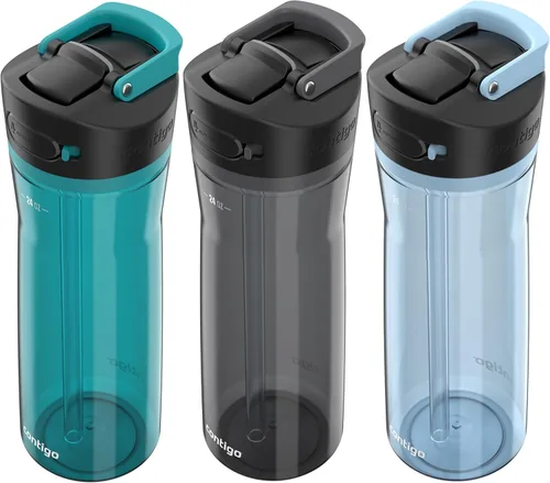 Miniatura 11 de Contigo Ashland 2.0 Botella de agua a prueba de fugas con bloqueo de tapa y popote angulado, apta para lavavajillas, tapa intercambiable, paquete
