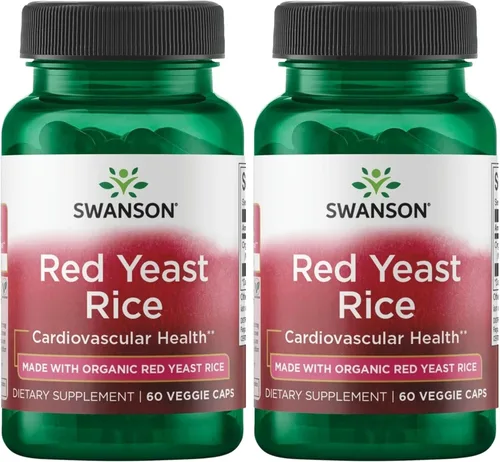 Swanson Fabricado con arroz orgánico tradicional de levadura roja, 600 miligramos 60 cápsulas vegetales (paquete de 2)