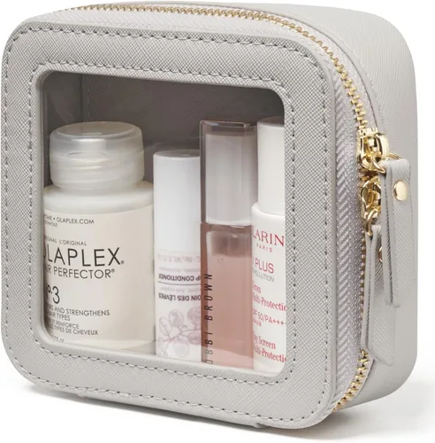 Miniatura 12 de Bolsa de maquillaje transparente Popvibe, estuche de cosméticos de viaje con cremallera, bolsa de aseo transparente con cremallera, organizador Malva