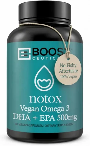 BoostCeuticals Suplemento vegano Omega 3 DHA + EPA de 260 mg – Aceite de algas en cápsulas blandas dosis de mantenimiento para el bienestar del