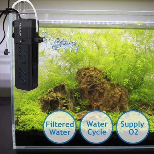 Miniatura 3 de Filtro interno sumergible para acuario de 15 W, filtro ajustable para pecera con bomba de agua de 400 GPH para peceras de 150-300 galones