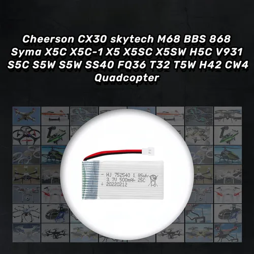 Miniatura 3 de 2 unids 3.7 V 500 mAh 25C 752040 batería recargable Lipo con cargador USB para Syma X5C cheerson CX30 skytech M68 BBS 868 Quadcopter RC Drone piezas