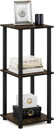 Miniatura 5 de Furinno SIMPLISTIC - Juego de 2 mesas auxiliares de 2 niveles, mesita de noche, mesita de luz, mesa de cabecera, fácil montaje, para sala de estar