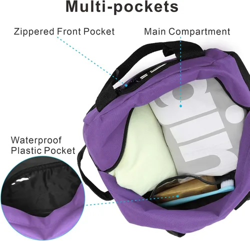 Miniatura 5 de AirBuyW Mini bolsa de lona de 12 pulgadas, pequeña bolsa deportiva de viaje, bolsa de gimnasio de fin de semana para hombres y mujeres, Púrpura