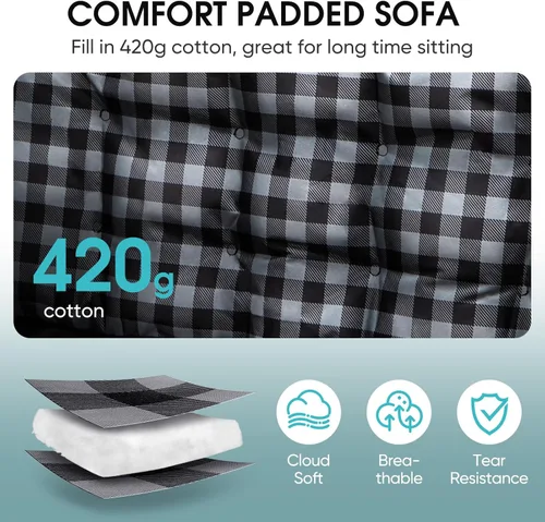 Miniatura 4 de Bolosy Silla de Camping Doble Acolchada Plegable Loveseat Silla de Campamento para 2 Personas Sillas de Jardín de Servicio Pesado Sillón de Camping