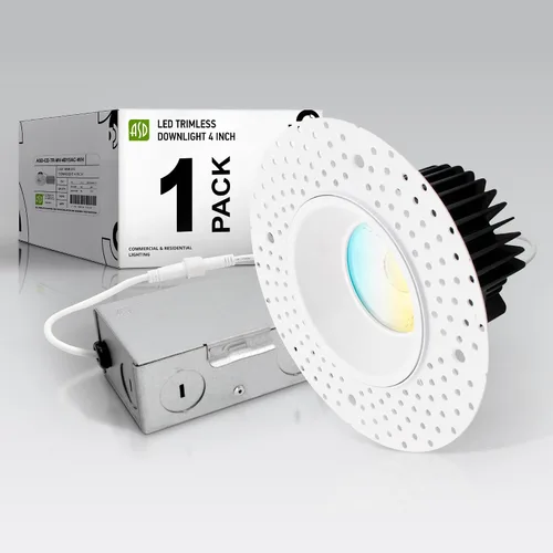 Miniatura 16 de ASD Luces LED empotrables sin moldura de 1 pulgada, 7W 120V Triac redondas para uso comercial, iluminación regulable sin lata para techo con caja
