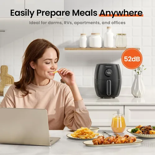 Miniatura 5 de Freidora de aire pequeña de 2.1 cuartos de galón - Mini freidora de aire digital compacta con 7 ajustes preestablecidos, 98% menos de aceite