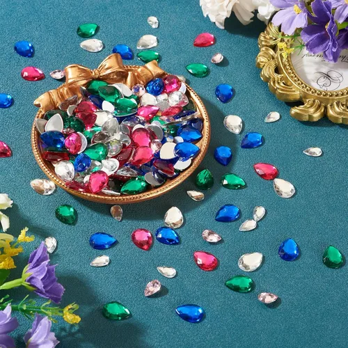 Miniatura 2 de Pandahall - 1200 unidades de diamantes de imitación para coser en forma de lágrima, diamantes de imitación de cristal con parte trasera plana