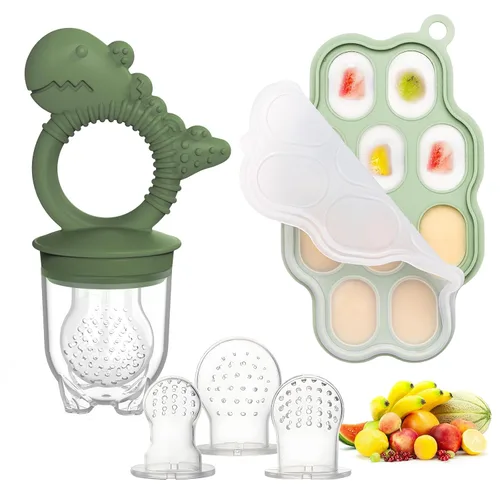 Miniatura 8 de Moldes para paletas de leche materna para bebés y chupete de alimentador de frutas para bebés, bandeja de silicona para congelador de alimentos