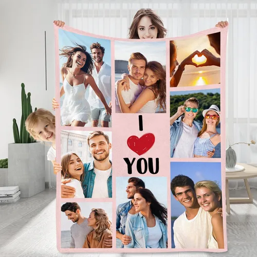 SalaGraphics Manta personalizada con fotos, texto, regalos personalizados para parejas, mantas con fotos con mis propias fotos, mantas 8 Fotos