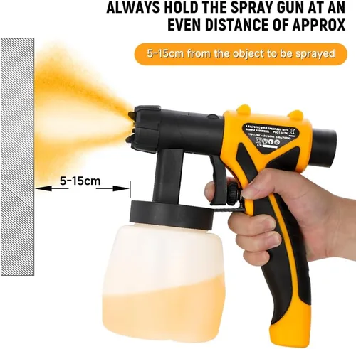 Miniatura 5 de Hoteche Pulverizador de pintura eléctrico HVLP de 700 W Contenedor de 27.1 fl oz, boquilla de 0.098 in, flujo de 33.8 fl oz/min, manguera de 9.8 ft