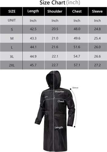 Miniatura 7 de Rodeel Chubasquero largo impermeable con capucha, poncho con bolsillo para senderismo, camping, actividades al aire libre