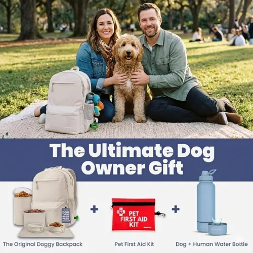 Miniatura 8 de Bolsa de viaje para perros – Mochila completa para pañales para perros con 2 cuencos de viaje sin BPA, bolsa de golosinas, contenedor de alimentos