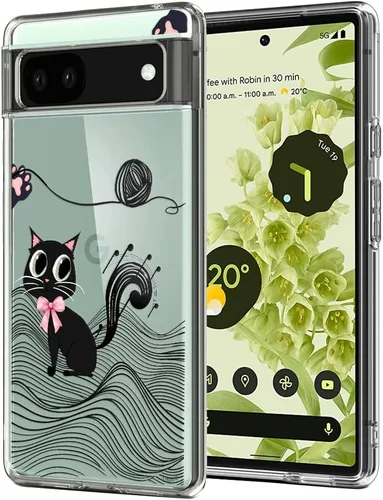 Miniatura 20 de Unov Funda para Pixel 6a, transparente con diseño, ajuste delgado, buen agarre, funda de teléfono en relieve, cubierta protectora a prueba
