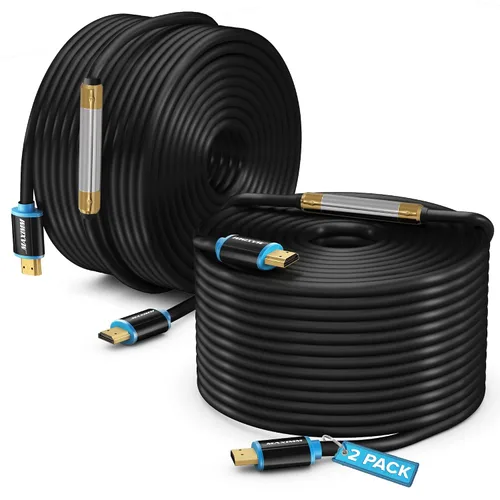 Miniatura 10 de Maximm - Cable HDMI 2.0 4K de alta velocidad (incluye clips de cable, empates y adaptador de ángulo recto) en múltiples tamaños y paquetes Azul - 1