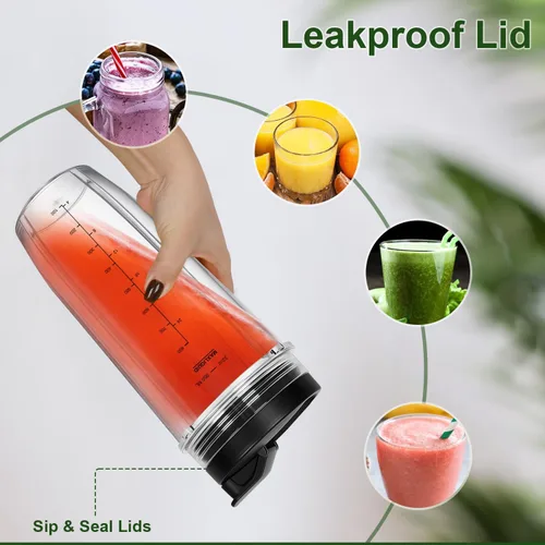 Miniatura 5 de Piezas de repuesto para vasos de licuadora Ninja, vasos de 32 onzas con tapas para sorber y sellado, compatibles con Ninja Auto IQ Blender BL450
