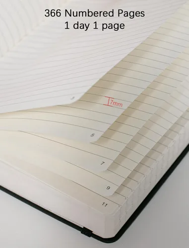 Miniatura 2 de Cuaderno grueso de rayas universitarias con 366 páginas numeradas, diarios A5 para escribir con papel rayado de 100GSM, cuadernos de cuero de tapa