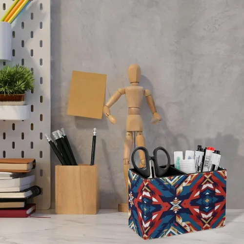 Miniatura 6 de Desk Organizer Pencil Cups Aztec Red Blue, Convenient Storage for Your Writing Tools Color (621)