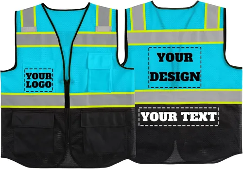 Miniatura 37 de Chaleco de seguridad reflectante de malla con logotipo personalizado con cremallera Chaleco de alta visibilidad para construcción al aire libre Ropa
