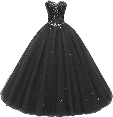 Likedpage - Vestido de tul con escote de corazón para mujer, diseño para bailes, fiestas, graduaciones y quinceañeras