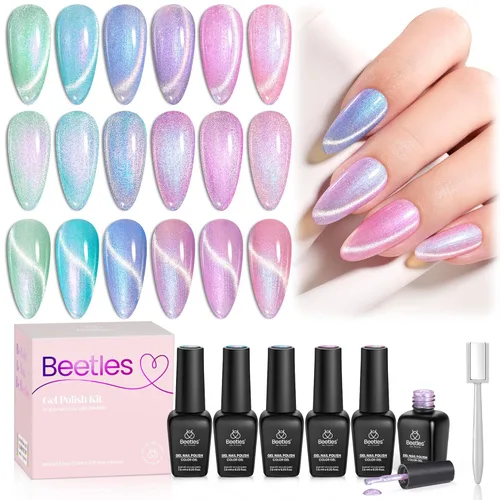 Miniatura 30 de Beetles - Juego de esmalte de uñas en gel otoñal, 6 colores, burdeos, marrón, amarillo, con purpurina, naranja, dorado, para uso con lámpara UV/LED