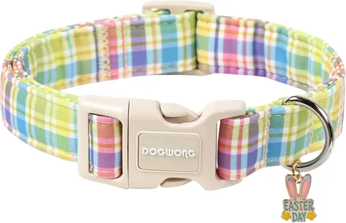 Miniatura 10 de DOGWONG Collar de Algodón Navideño para Perro, Collar de Perro Rojo de Papá Noel, Collares Duraderos para Mascotas de Fiestas Navideñas, Lindo Rojo