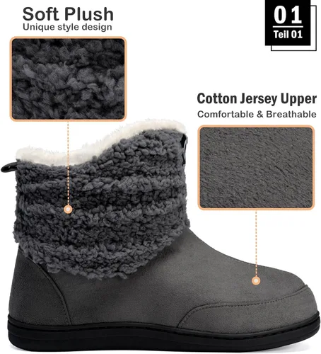 Miniatura 2 de JEBUKTXE Botas de invierno para hombre y mujer, botas de invierno para interiores y exteriores, pantuflas de felpa con espuma viscoelástica