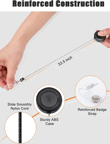 Miniatura 4 de Paquete de 30 carretes retráctiles para insignias con clip giratorio - Soportes retráctiles para insignias resistentes al por mayor, clips