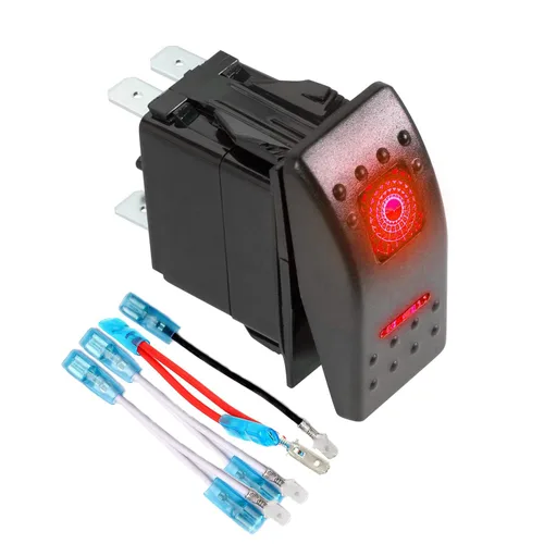 FXC Interruptor basculante SPDT de 3 posiciones de 7 pines láser encendido/apagado/encendido luz LED roja 20A/12V 10A/24V interruptor de palanca de