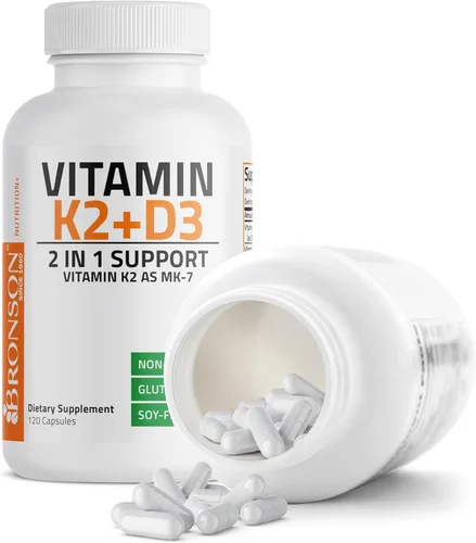 Miniatura 6 de Bronson Vitamina K2 (MK7) con suplemento D3 Fórmula no OGM 5000 UI de vitamina D3 y 90 mcg de K2 MK-7 Fácil de tragar Complejo de vitamina D y K