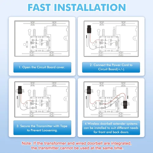 Miniatura 6 de SINGCALL Extensor de timbre inalámbrico para convertir con cable a inalámbrico para timbre con cable existente, receptor LED portátil, 32 campanas