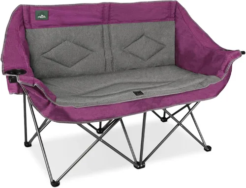 Miniatura 8 de Northroad Silla plegable para camping, portátil, doble dúo, silla de jardín acolchada completa para sofá de 2 personas con 2 portavasos para copas