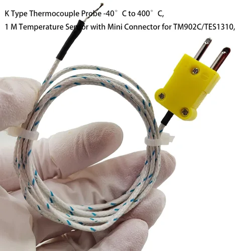 Miniatura 3 de 4 sondas de termopar tipo K de 1 M, sensor de temperatura de termopar tipo K con mini conector, rango de medición de línea de detección