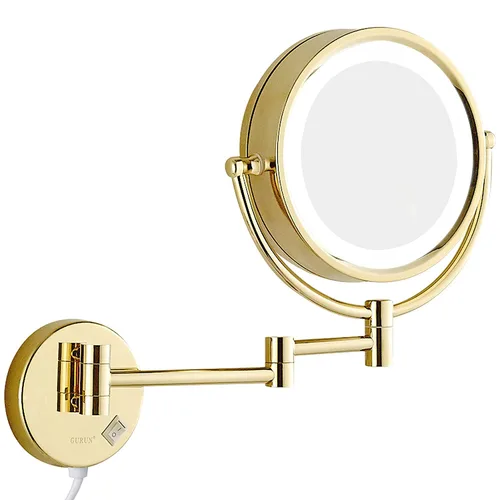 Miniatura 10 de GURUN Espejo de maquillaje con aumento de 8.5 pulgadas con 3 luces LED regulables, espejo de tocador de doble cara con control táctil para baño