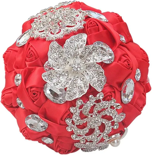 Miniatura 11 de Ramo de broche para novia pequeña, ramo de boda, ramo de rosas de satén para niña, hecho a medida, ramo floral de boda, arreglo de centro de mesa