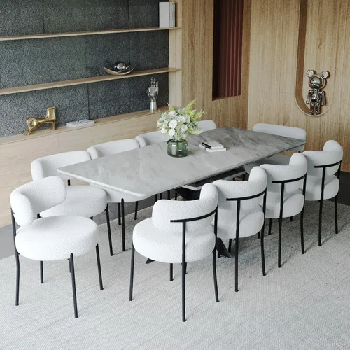 Miniatura 27 de Mesa de comedor de mármol para 4-8, mesa de comedor extensible de 62.4 a 78.15 pulgadas, mesa de cocina moderna, mesa rectangular que ahorra espacio
