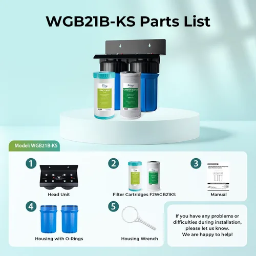 Miniatura 6 de iSpring WGB21B-KS Sistema de filtración de agua de 2 etapas para toda la casa con filtro CTO de sedimentos de 10 x 4.5 pulgadas