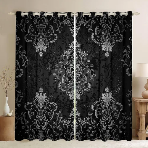 Miniatura 48 de Feelyou Cortinas opacas abstractas modernas de arte abstracto para dormitorio, sala de estar, niños, patrón rojo, gris, negro, patrón de Multi 05
