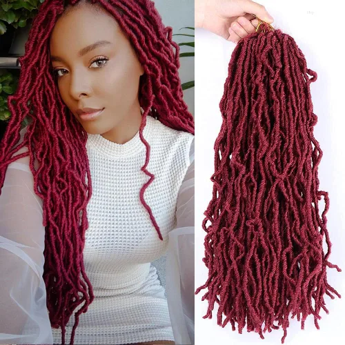 Miniatura 7 de Violet Rastas sintéticas de ganchillo de 18 pulgadas, trenzas de ganchillo naturales, trenzas sintéticas preenrolladas para mujeres negras
