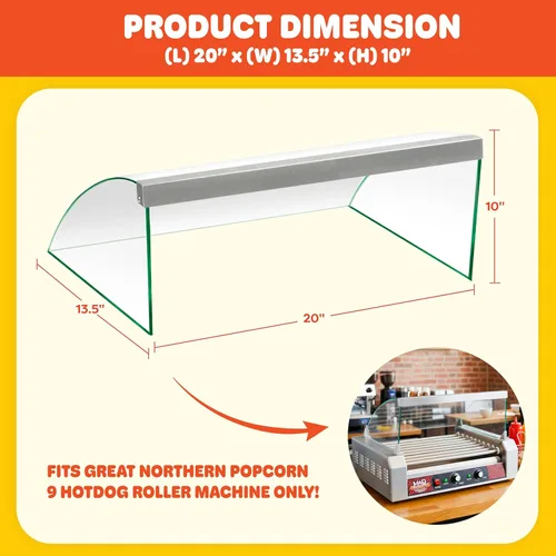 Miniatura 6 de Great Northern Popcorn - Cubierta de rodillo de vidrio templado para máquina de perritos calientes de 9 rodillos, protector para parrilla eléctrica