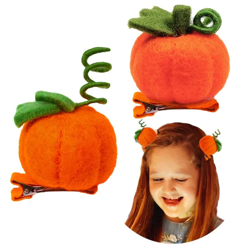 2 pinzas para el pelo de calabaza, accesorios para el cabello de Halloween, accesorios para el cabello de Halloween, accesorios para mujer, pinzas